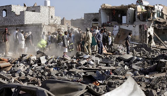 Iêmen-destruição de residências em sanaa-26-3-15